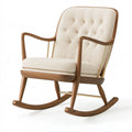 Schaukelstuhl 70 x 90 x 105 cm Holz Creme mit gepolsterter Sitzfläche im Retro-Stil