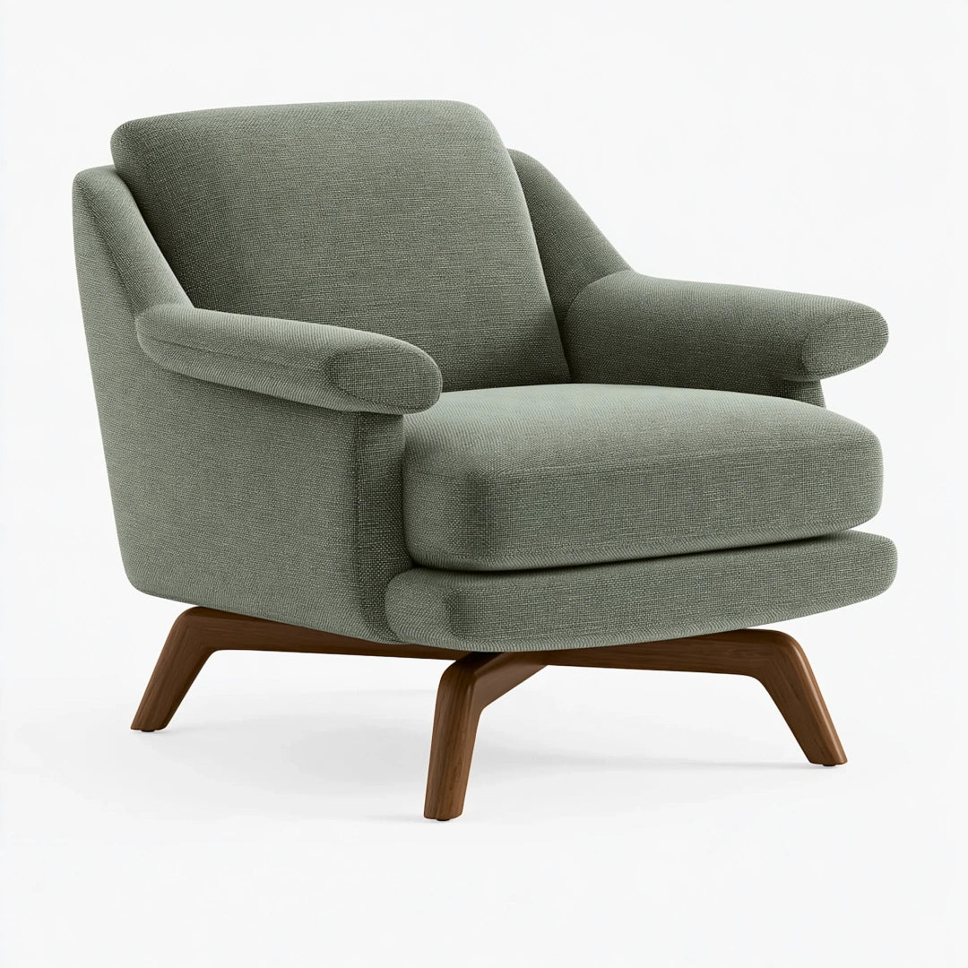 Sessel 82 x 86 x 88 cm Textil Salbeigrün mit Holzgestell im Mid Century Stil