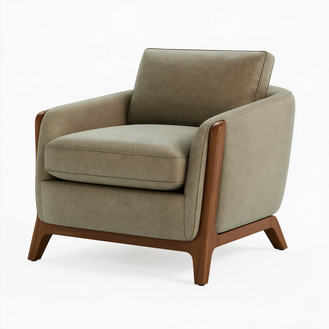 Sessel 82 x 84 x 83 cm Stoff Holz Beige für Wohnzimmer moderner Lounge-Stil