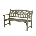 Gartenbank 122 x 61 x 90 cm aus Metall Olivgrün mit Blattdekor