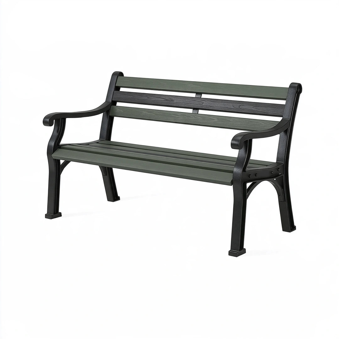 Gartenbank 122 x 60 x 85 cm Metall Kunststoff Grün Schwarz Klassisch
